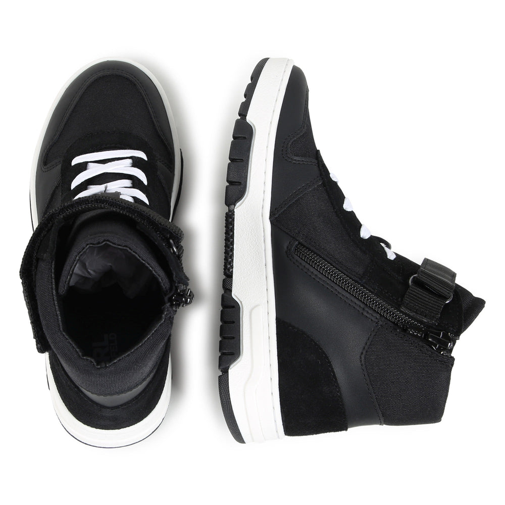 High Top Sneaker with Karl Branded Print - Black - Posh New York