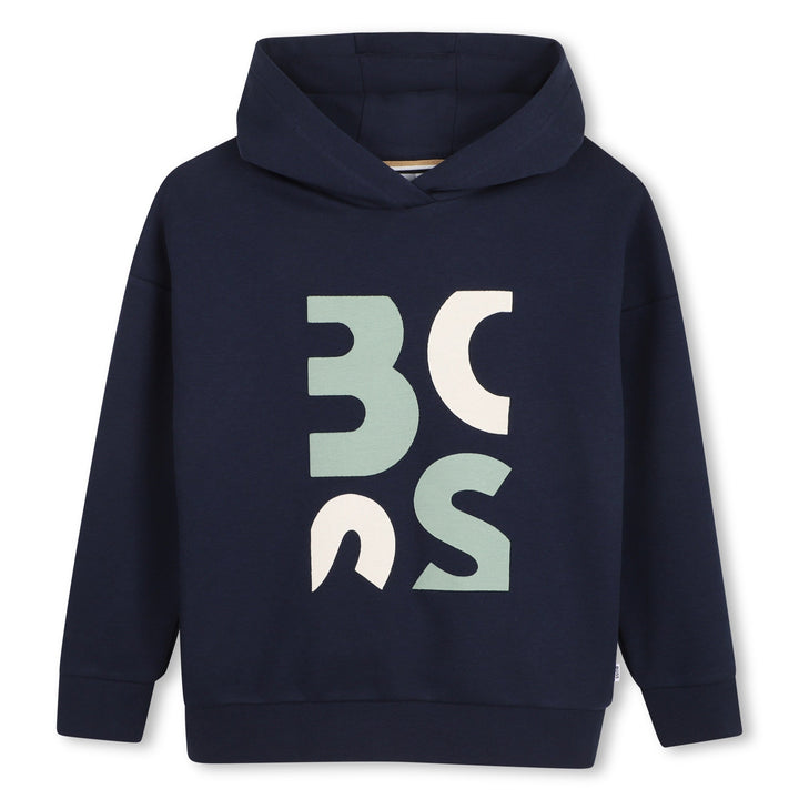 Hooded Sweatshirt With Graphic Boss Logo - 849 Navy - Posh New York