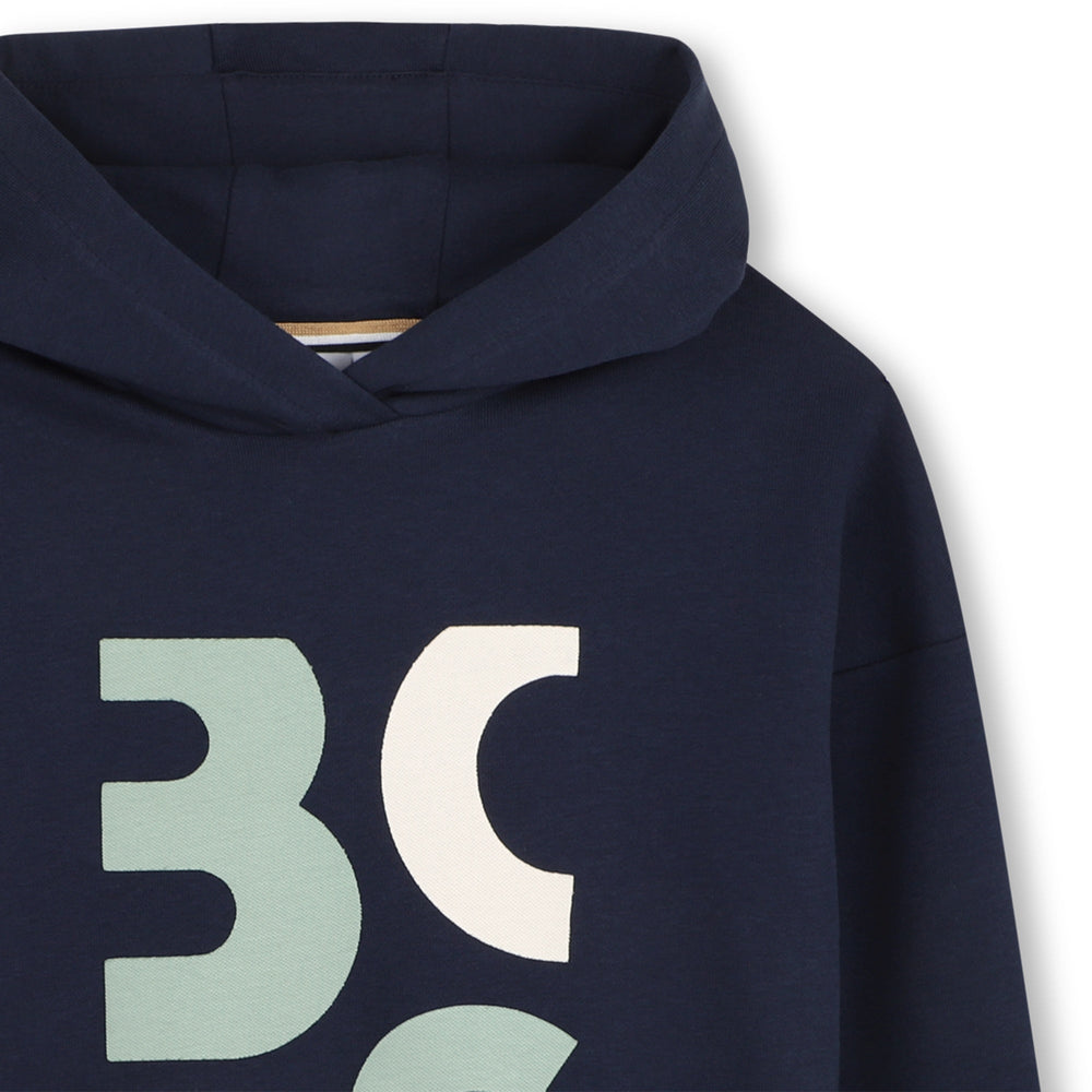 Hooded Sweatshirt With Graphic Boss Logo - 849 Navy - Posh New York