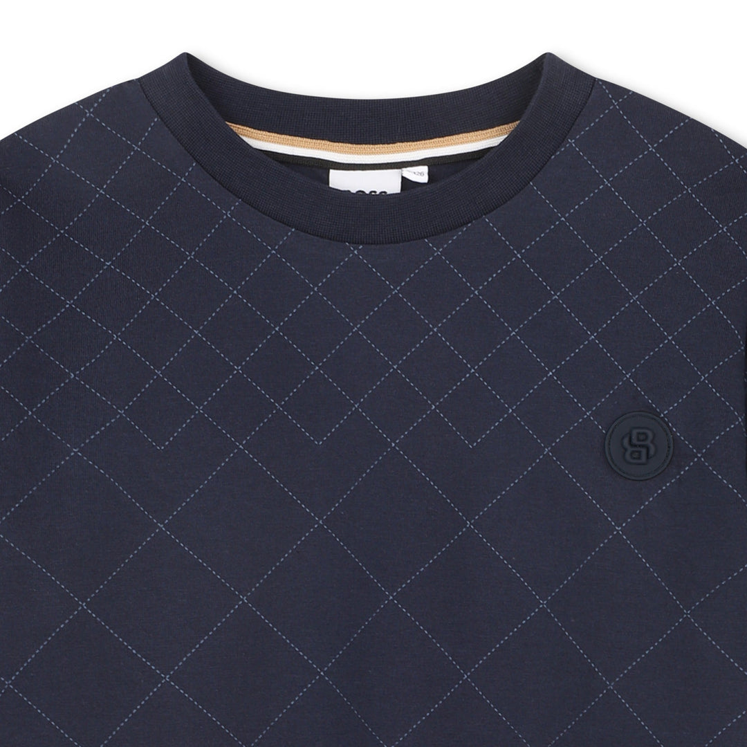 Jersey Tee With Quilted Effect - 849 Navy - Posh New York
