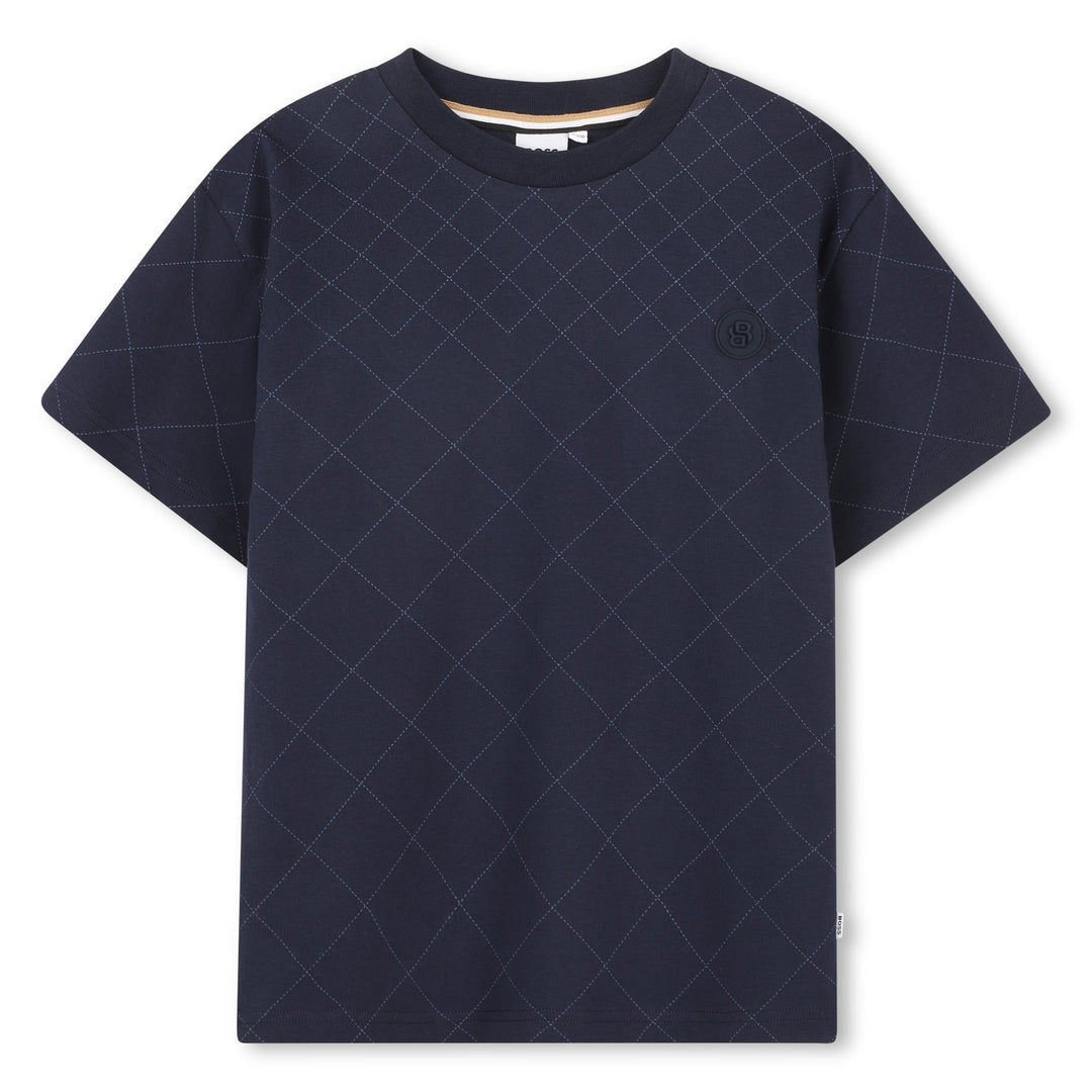 Jersey Tee With Quilted Effect - 849 Navy - Posh New York