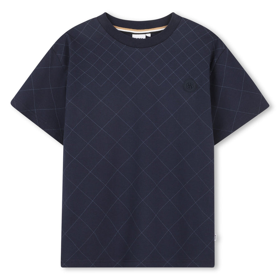 Jersey Tee With Quilted Effect - 849 Navy - Posh New York
