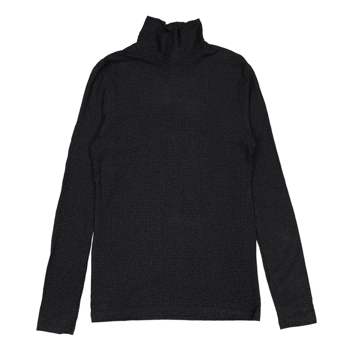 Jet Black Velvet Logo Turtleneck - Black - Posh New York