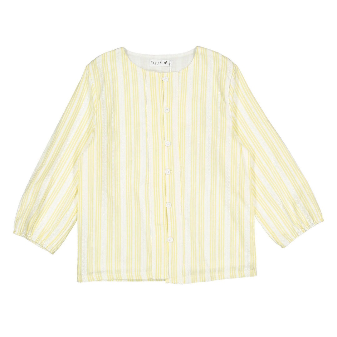 Yellow Lace Striped Top - Yellow