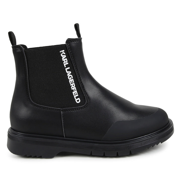 Kid Boot in Faux Leather and Rubber Effect - Black - Posh New York