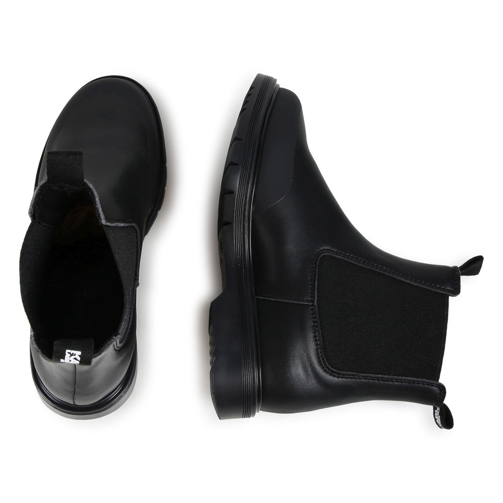 Kid Boot in Faux Leather and Rubber Effect - Black - Posh New York
