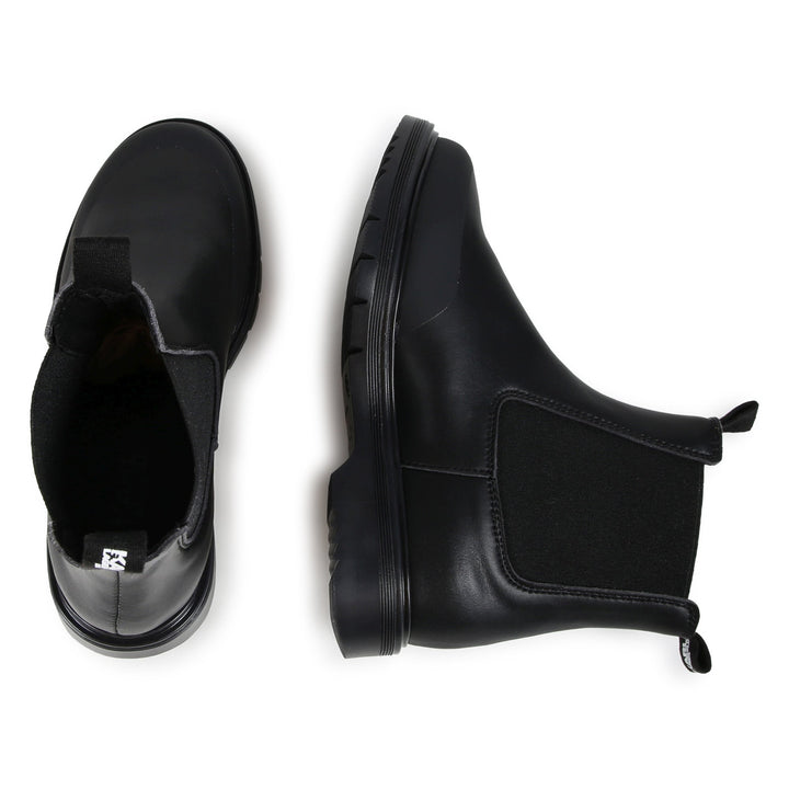 Kid Boot in Faux Leather and Rubber Effect - Black - Posh New York