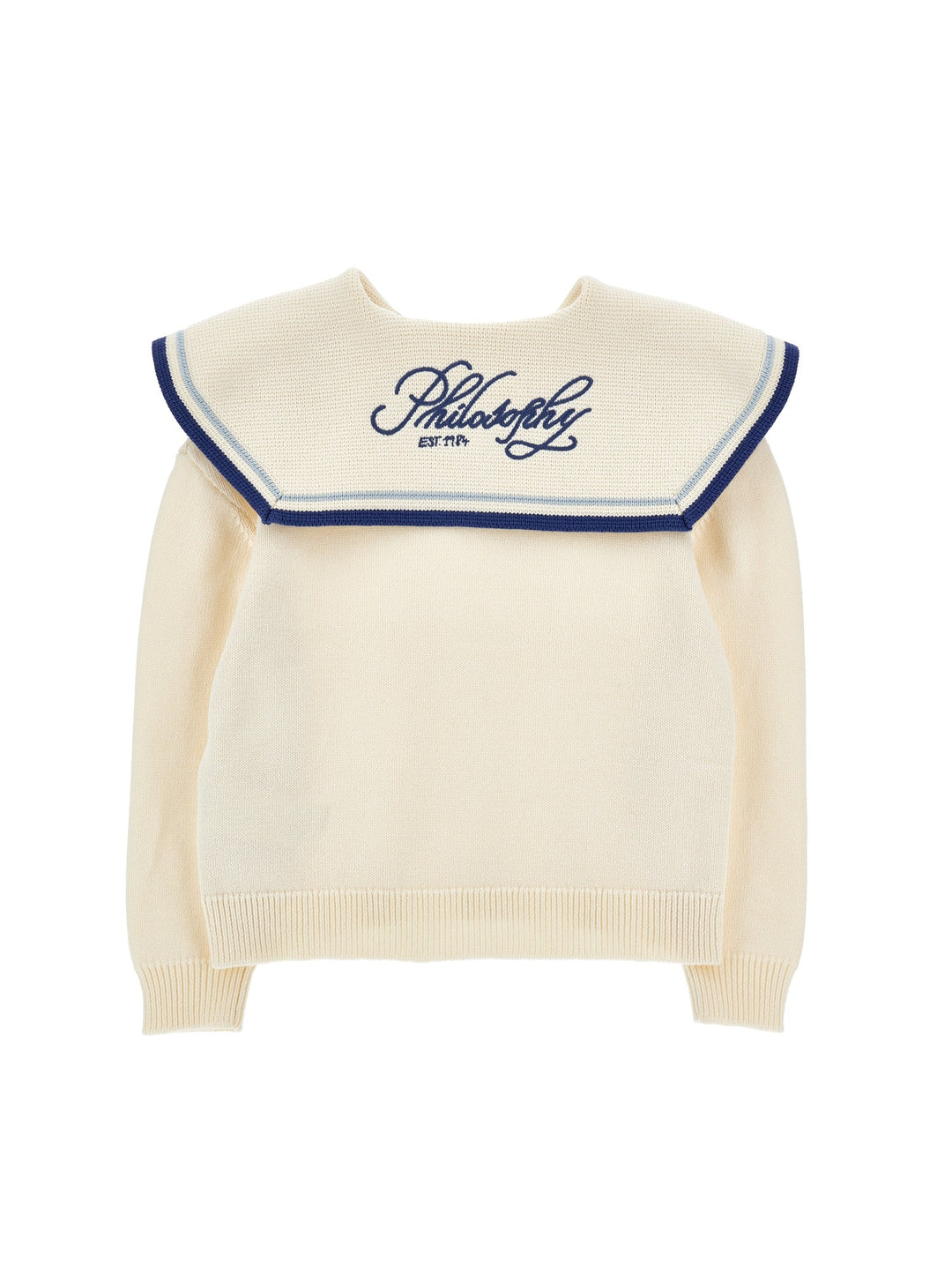 Knit Sweater With Sailor Collar - 0156 Off White - Posh New York