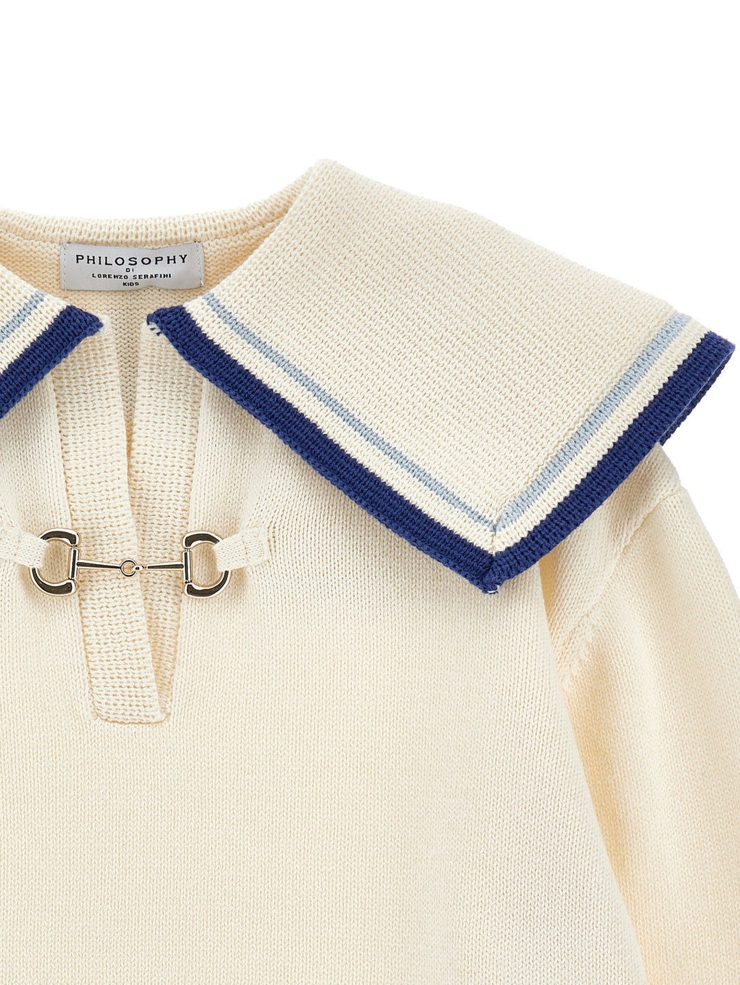 Knit Sweater With Sailor Collar - 0156 Off White - Posh New York