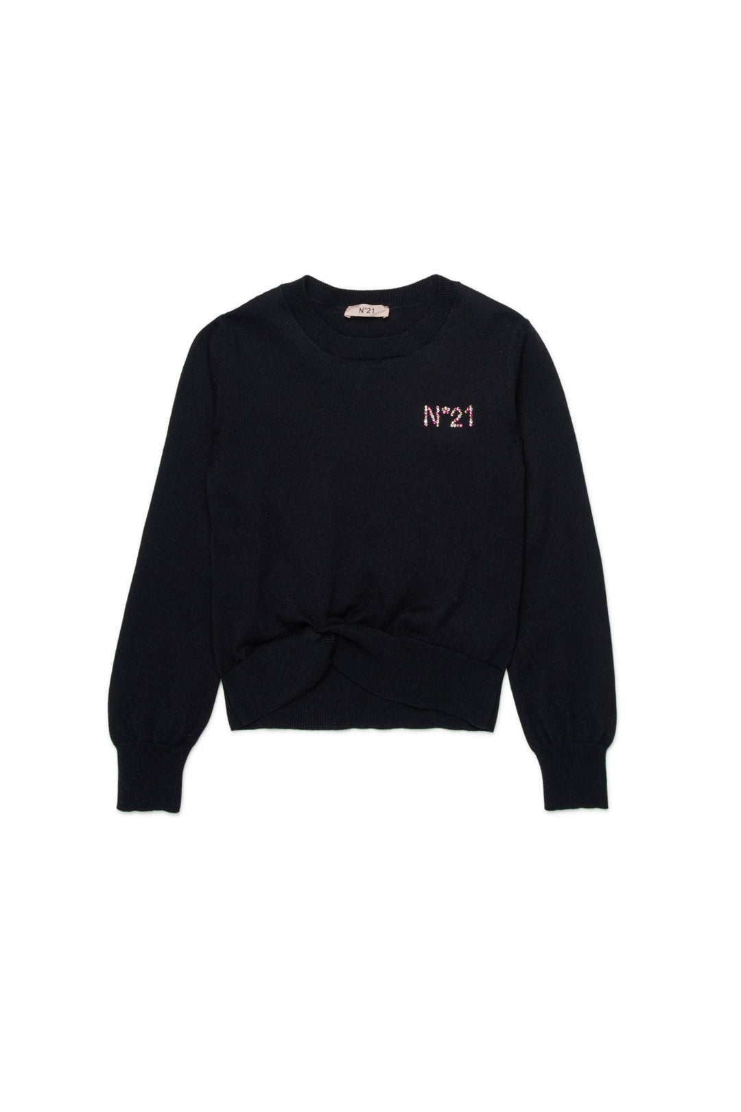 Knit Sweater Wuth Twisted Hem - Black - Posh New York