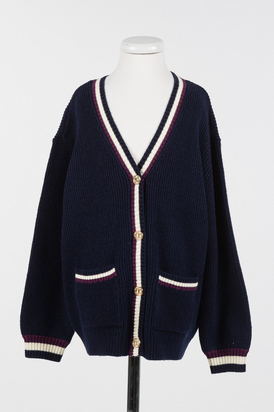 Knit Varsity Cardigan - Classic Blue - Posh New York