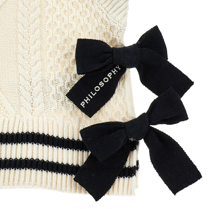 Knit Vest With Bows On Sides - 0150 Ivory - Posh New York