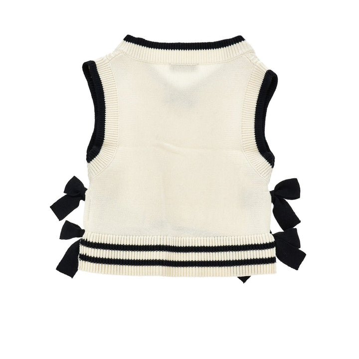 Knit Vest With Bows On Sides - 0150 Ivory - Posh New York