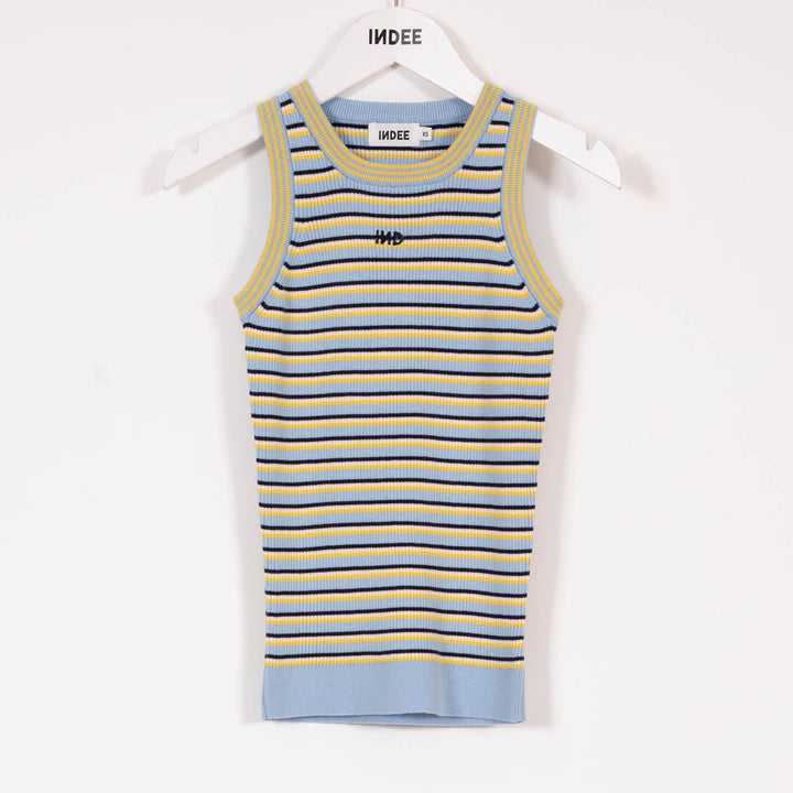 Knitted Tank Top With Stripes - Off White - Posh New York