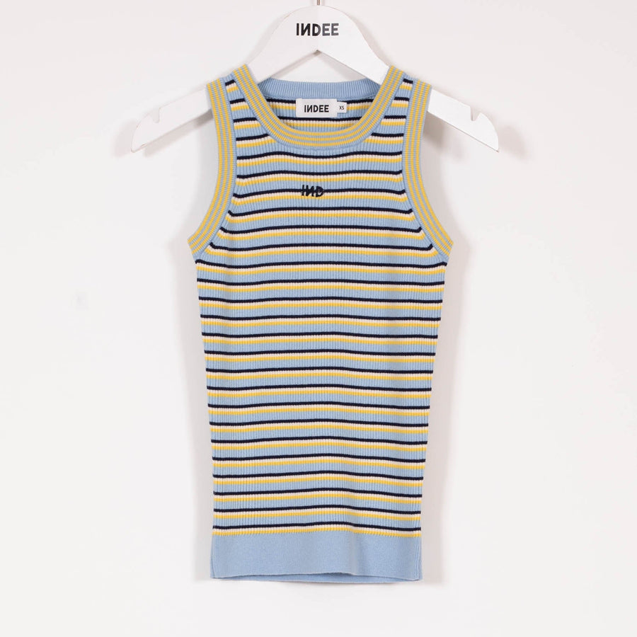 Knitted Tank Top With Stripes - Off White - Posh New York