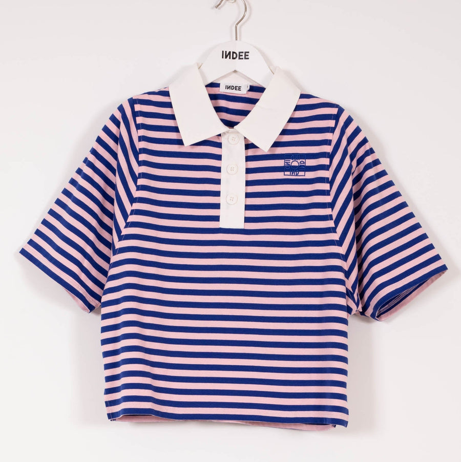 Large Stripes Polo T-Shirt - Blue - Posh New York