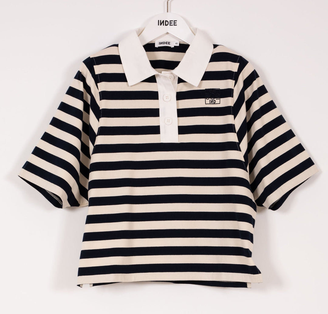 Large Stripes Polo T-Shirt - Navy - Posh New York