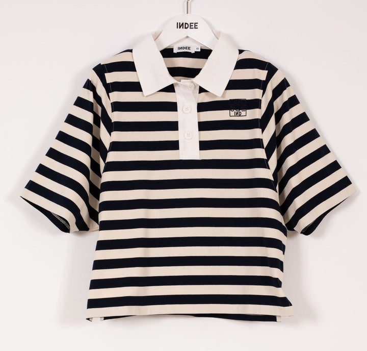 Large Stripes Polo T-Shirt - Navy - Posh New York