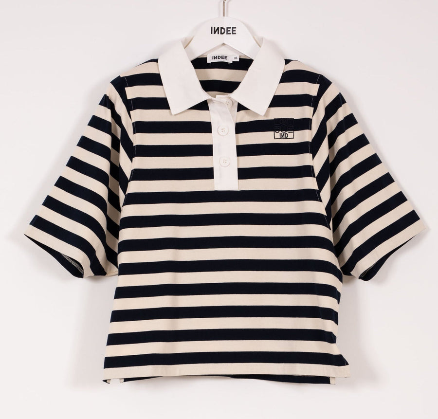 Large Stripes Polo T-Shirt - Navy - Posh New York