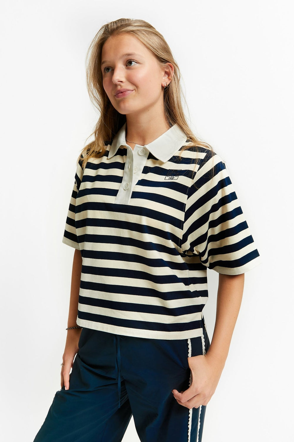 Large Stripes Polo T-Shirt - Navy - Posh New York