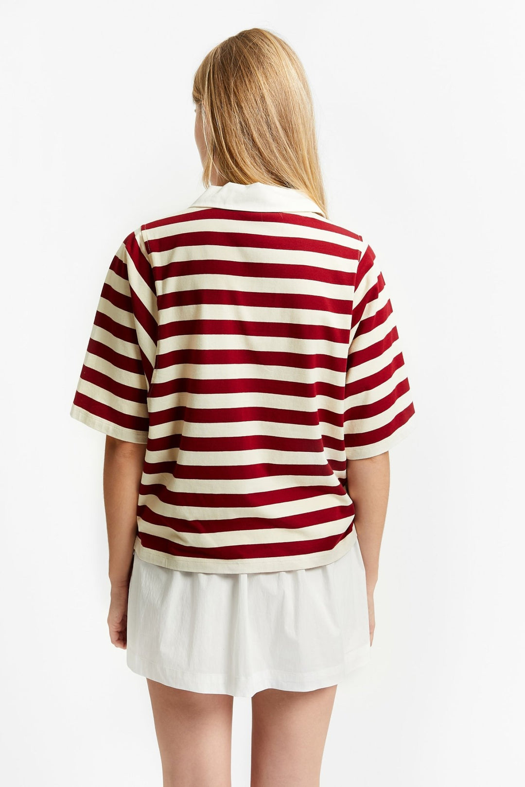 Large Stripes Polo T-Shirt - Rooibos Red - Posh New York