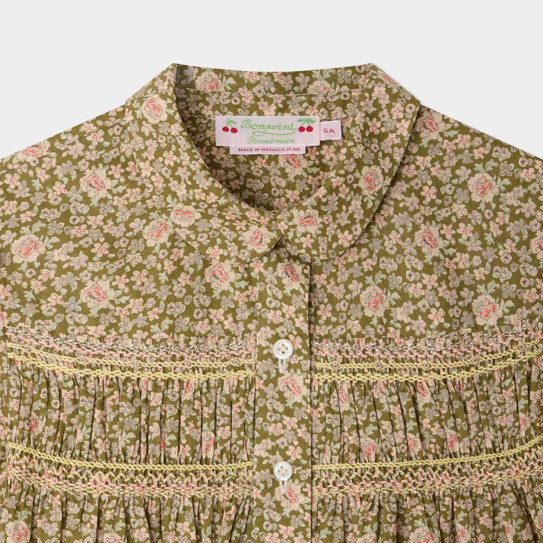 Laurence Floral Button Top - Fleurs Tilleul 542 - Posh New York
