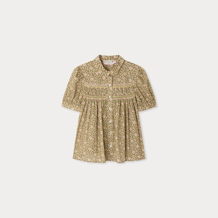 Laurence Floral Button Top - Fleurs Tilleul 542 - Posh New York