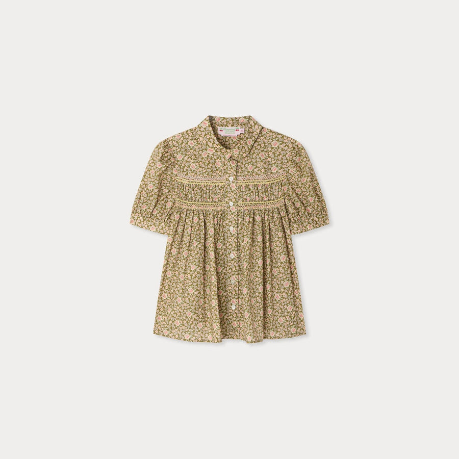 Laurence Floral Button Top - Fleurs Tilleul 542 - Posh New York