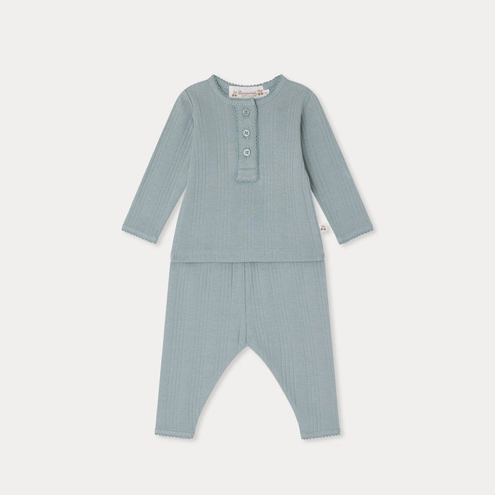 Leandro Button Ribbed Trouser Set - Bleu DU Nord 016 - Posh New York