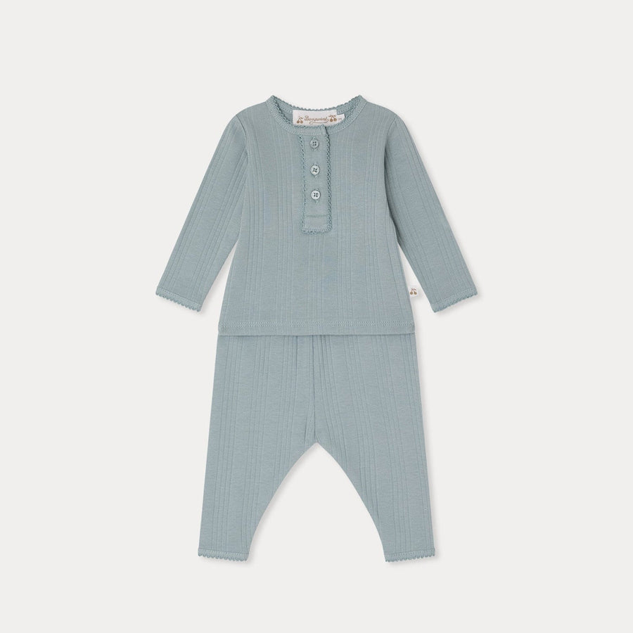 Leandro Button Ribbed Trouser Set - Bleu DU Nord 016 - Posh New York