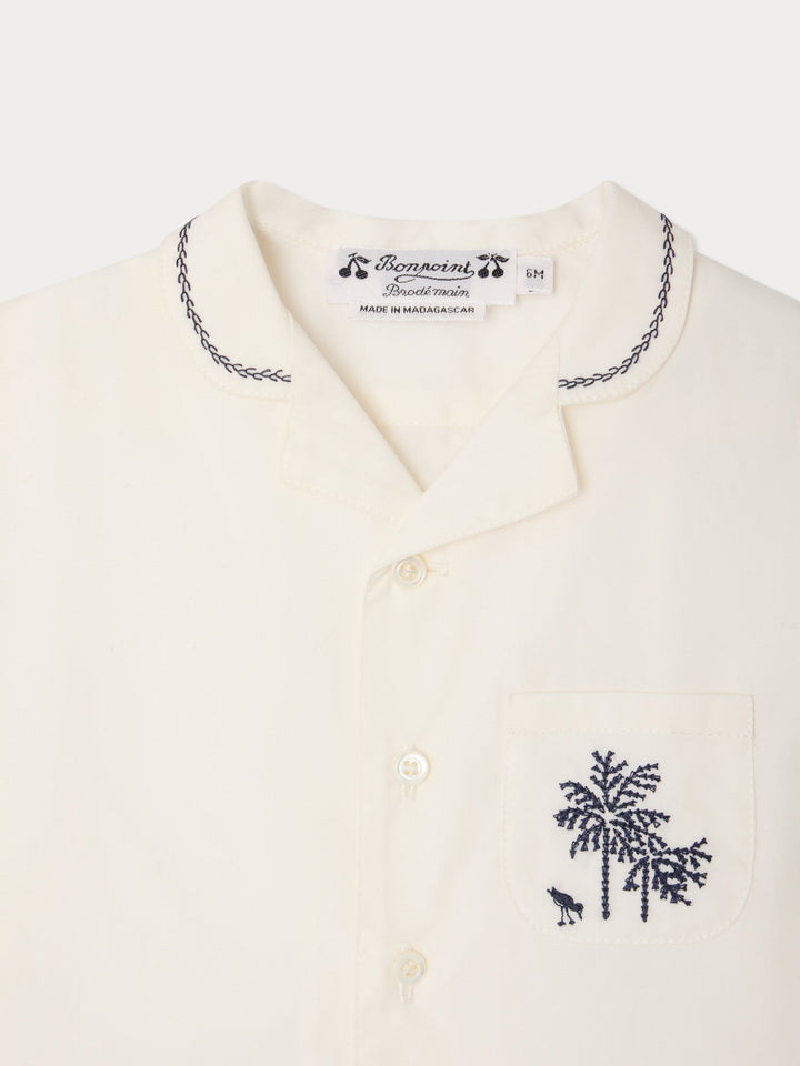 Lennard White Embroidered Shirt - UPB Blanc Lait 102 - Posh New York