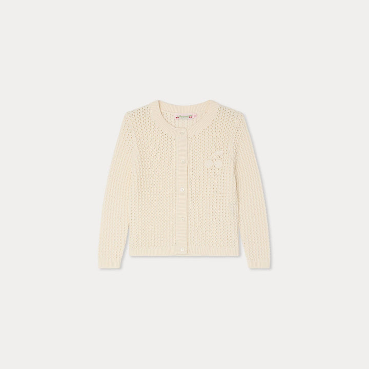 Leonita Knitted Cardigan With Cherry - Ecru 003 - Posh New York