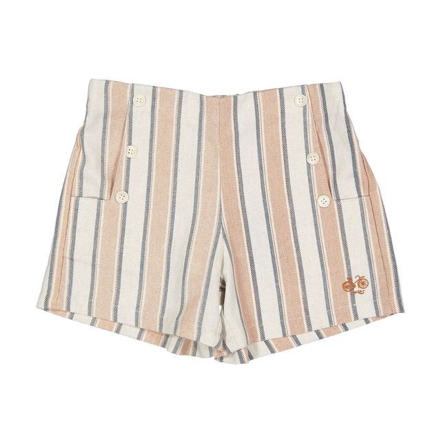 Linen Striped Sailor Shorts - Linen - Posh New York