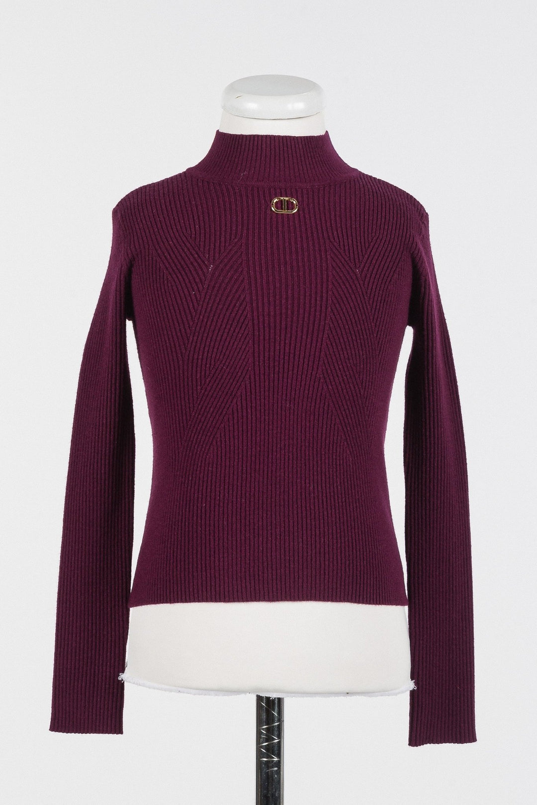 Logo Knit Turtleneck - Burgundy - Posh New York