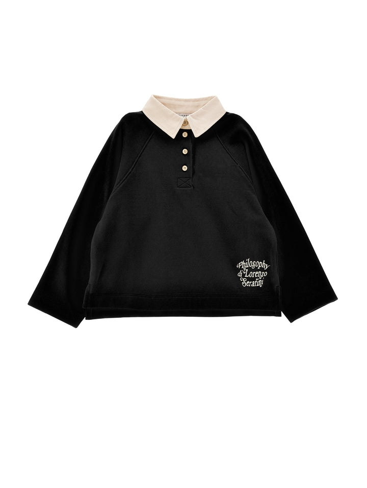 Logo Polo Sweatshirt - Black - Posh New York