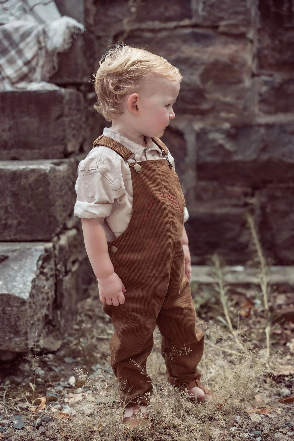 Long Corduroy Overalls - Tan - Posh New York