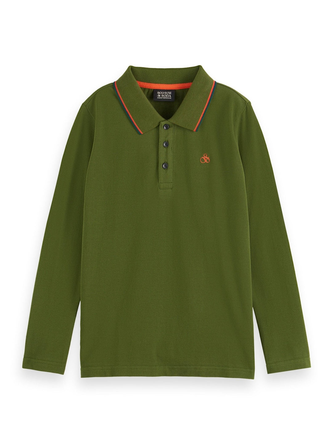 Long Sleeved Polo with Tipping - Military - Posh New York