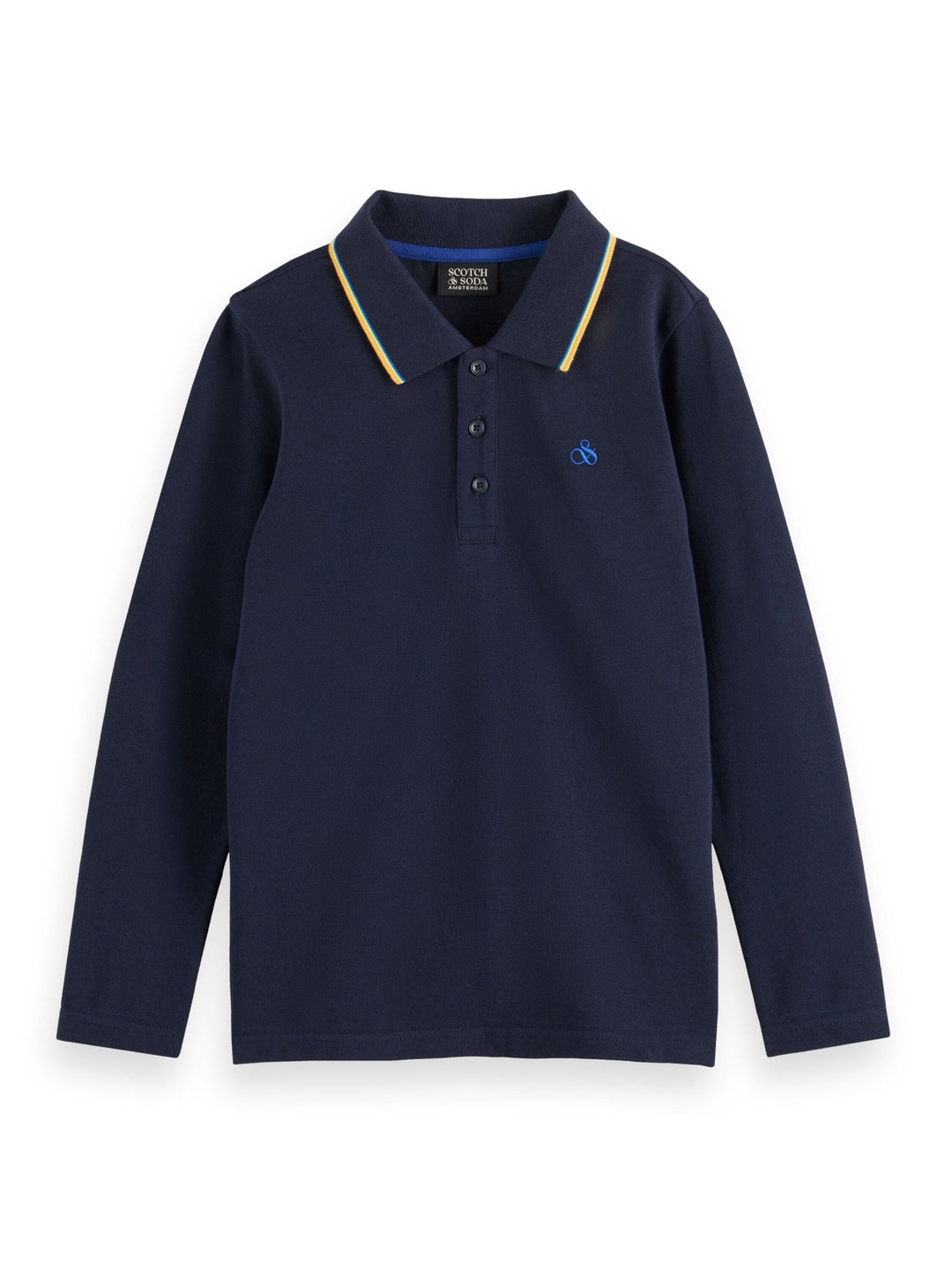 Long Sleeved Polo with Tipping - Night - Posh New York