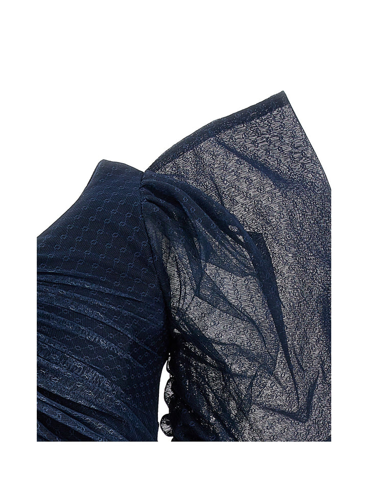 Ls All Over Print Tulle Dress - Blue - Posh New York