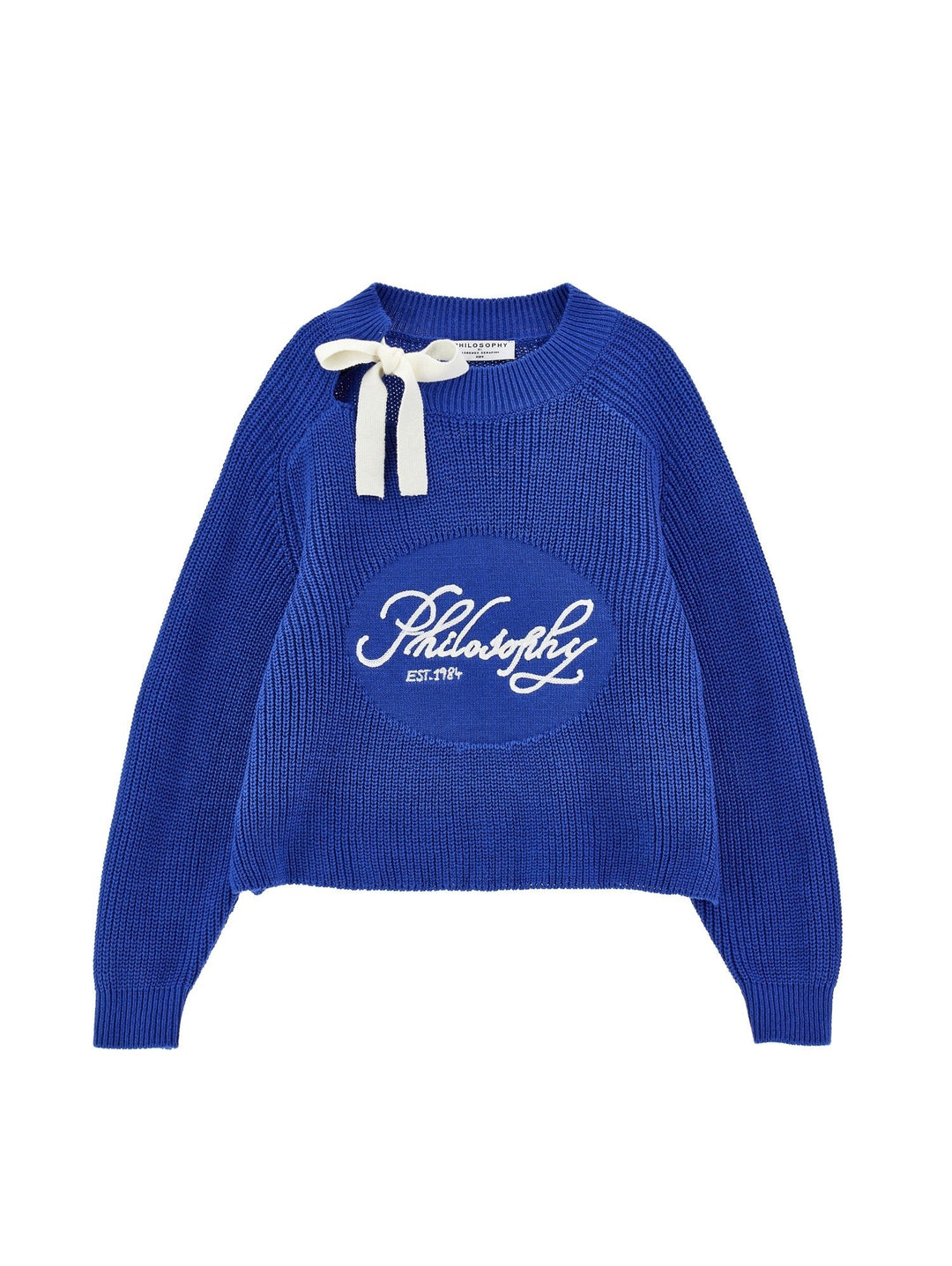 Ls Pullover w bow n logo - Blue - Posh New York