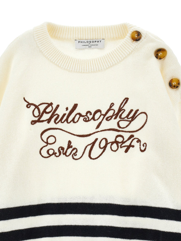 Ls Pullover w logo - Cream Black - Posh New York