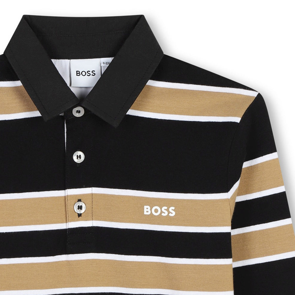 Ls Stripped Polo - Black - Posh New York