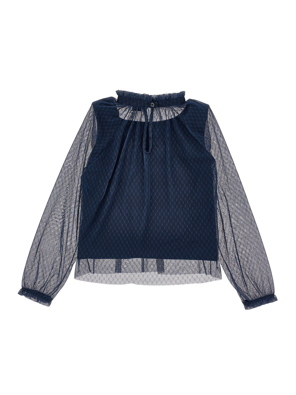 Ls Tulle Blouse - Navy - Posh New York