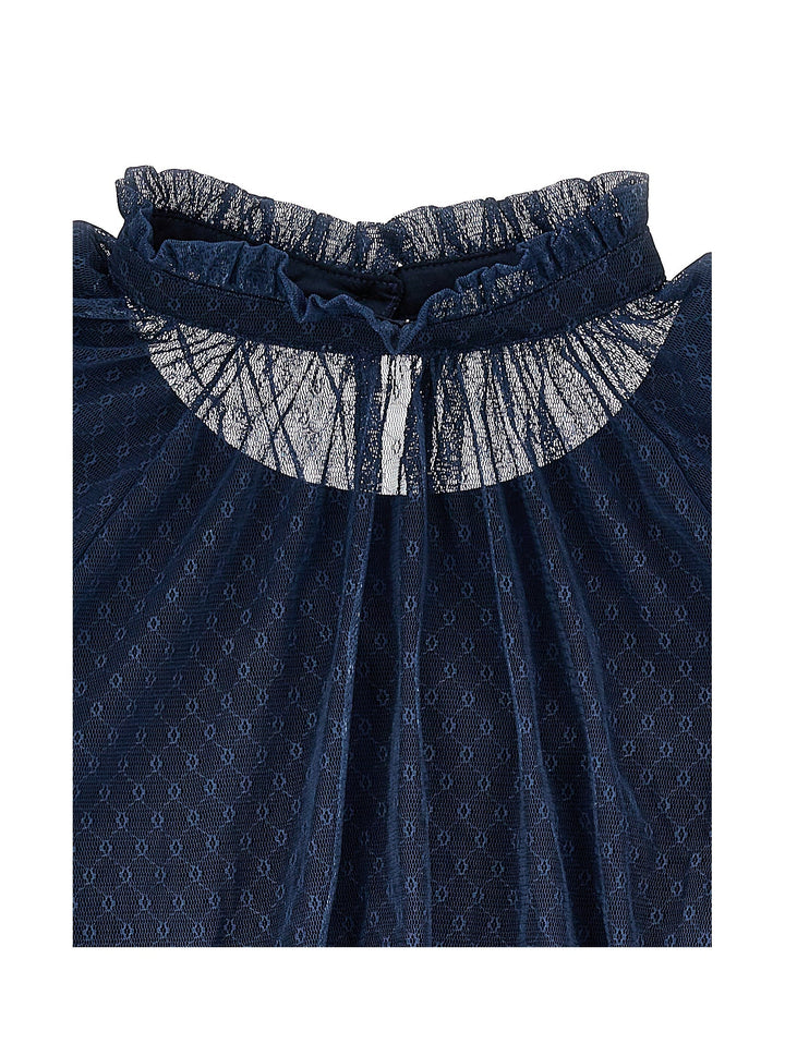 Ls Tulle Blouse - Navy - Posh New York