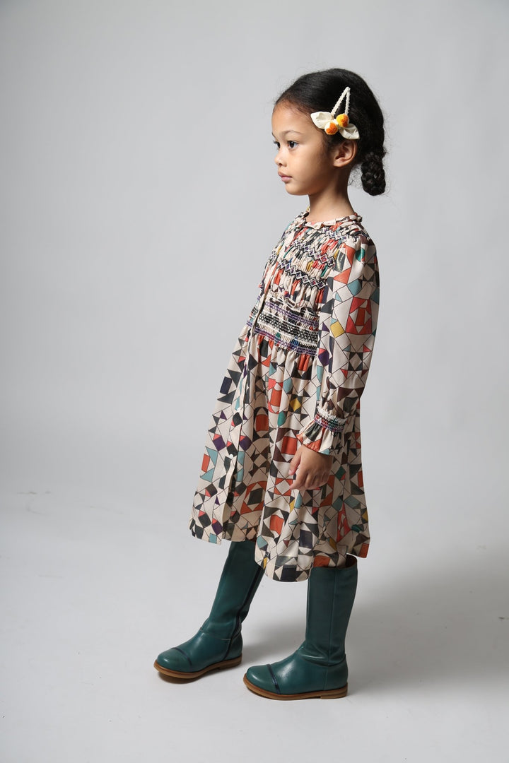 Luna Smocked Shirt Dress - Rainbow - Posh New York