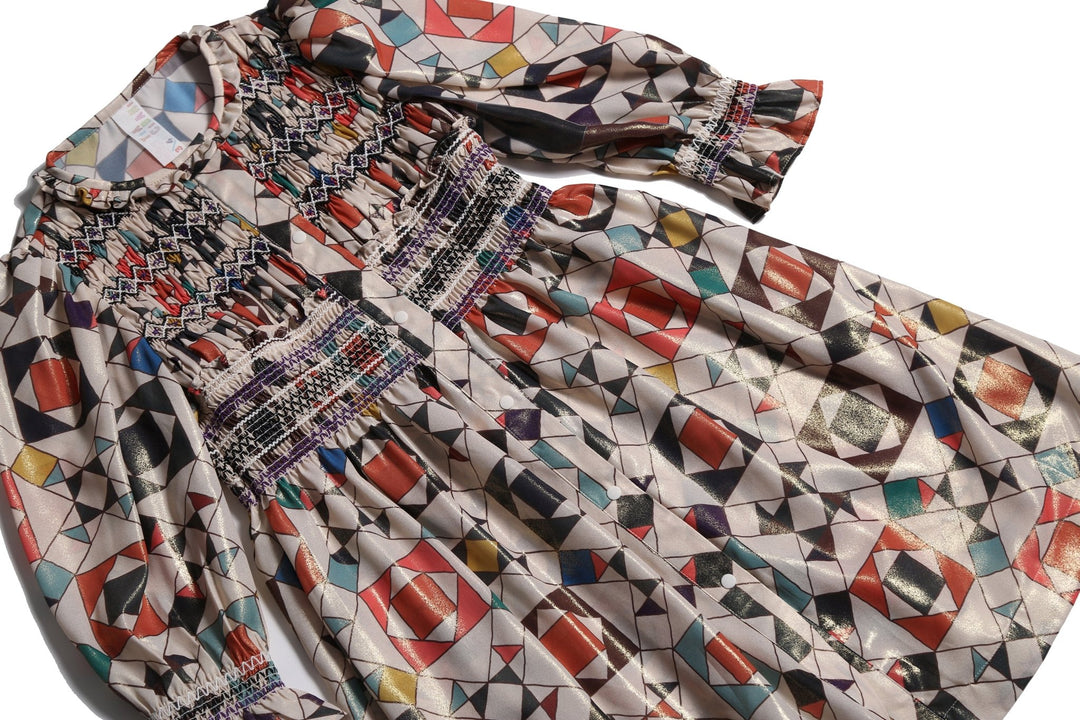 Luna Smocked Shirt Dress - Rainbow - Posh New York