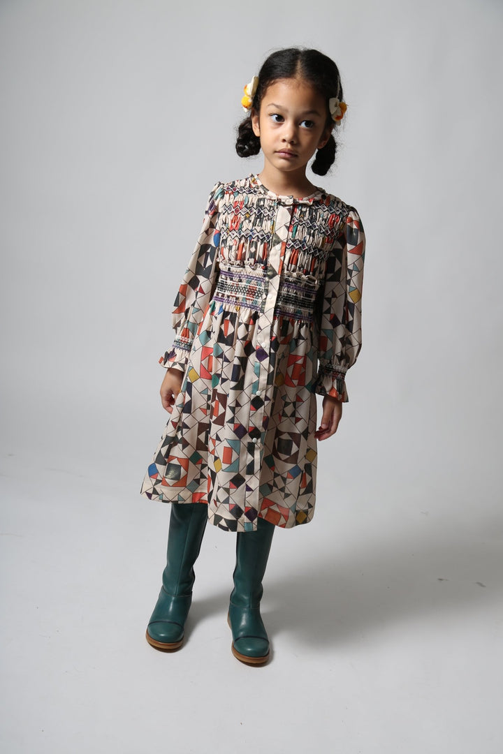 Luna Smocked Shirt Dress - Rainbow - Posh New York