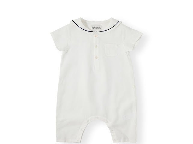 Marine Collar Shirt Romper - Ivory - Posh New York