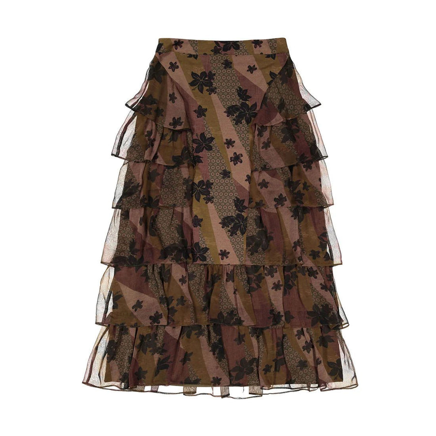 Mauve Patch Floral Ruffle Skirt - Print - Posh New York