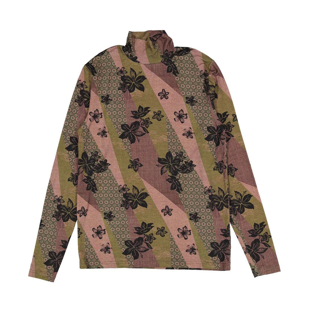 Mauve Patch Floral Turtleneck - Print - Posh New York